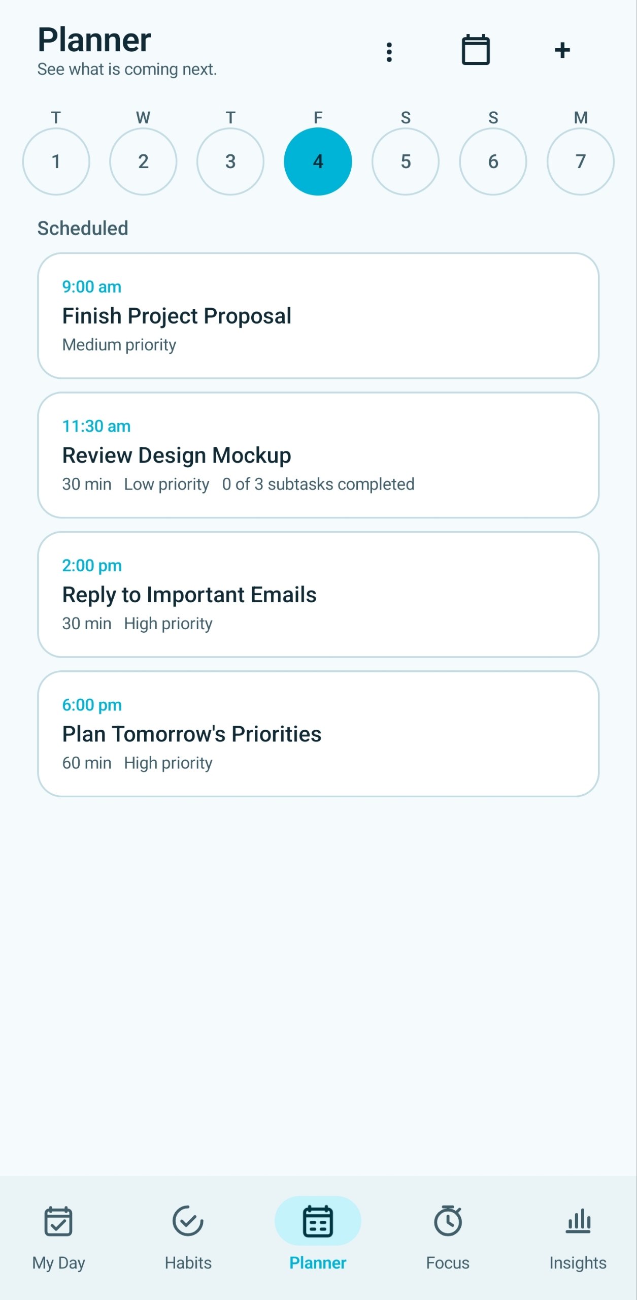 Replan Now planner screen